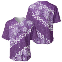 Vintage Purple Polynesia Baseball Jersey Plumeria With Hibiscus Tropical Vibes