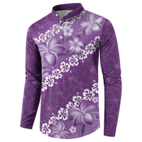 Vintage Purple Polynesia Button Sweatshirt Plumeria With Hibiscus Tropical Vibes LT14 - Polynesian Pride