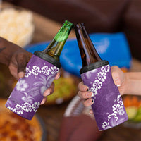 Vintage Purple Polynesia 4 in 1 Can Cooler Tumbler Plumeria With Hibiscus Tropical Vibes