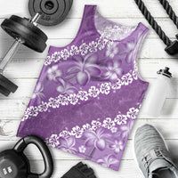 Vintage Purple Polynesia Men Tank Top Plumeria With Hibiscus Tropical Vibes LT14 - Polynesian Pride