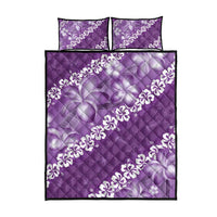 Vintage Purple Polynesia Quilt Bed Set Plumeria With Hibiscus Tropical Vibes LT14 - Polynesian Pride