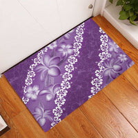 Vintage Purple Polynesia Rubber Doormat Plumeria With Hibiscus Tropical Vibes LT14 - Polynesian Pride