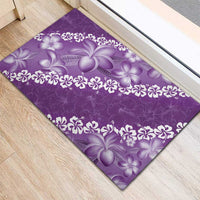 Vintage Purple Polynesia Rubber Doormat Plumeria With Hibiscus Tropical Vibes LT14 - Polynesian Pride