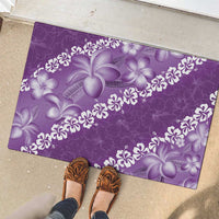 Vintage Purple Polynesia Rubber Doormat Plumeria With Hibiscus Tropical Vibes LT14 - Polynesian Pride