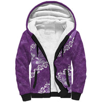 Vintage Purple Polynesia Sherpa Hoodie Plumeria With Hibiscus Tropical Vibes LT14 Unisex Purple - Polynesian Pride
