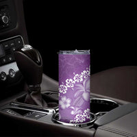 Vintage Purple Polynesia Skinny Tumbler Plumeria With Hibiscus Tropical Vibes