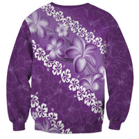 Vintage Purple Polynesia Sweatshirt Plumeria With Hibiscus Tropical Vibes LT14 - Polynesian Pride