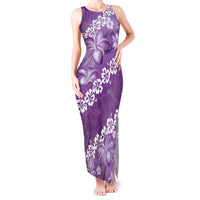 Vintage Purple Polynesia Tank Maxi Dress Plumeria With Hibiscus Tropical Vibes LT14 Women Purple - Polynesian Pride