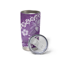 Vintage Purple Polynesia Tumbler Cup Plumeria With Hibiscus Tropical Vibes LT14 - Polynesian Pride