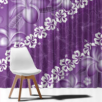 Vintage Purple Polynesia Window Curtain Plumeria With Hibiscus Tropical Vibes LT14 - Polynesian Pride