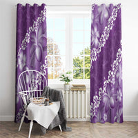 Vintage Purple Polynesia Window Curtain Plumeria With Hibiscus Tropical Vibes LT14 - Polynesian Pride