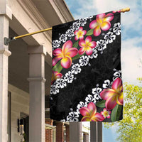 Black Polynesia Garden Flag Plumeria With Hibiscus Pattern Tropical Vibes LT14 House Flag Black - Polynesian Pride