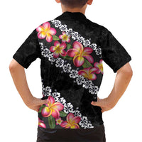 Black Polynesia Hawaiian Shirt Plumeria With Hibiscus Pattern Tropical Vibes LT14 - Polynesian Pride