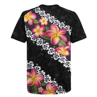 Black Polynesia Rugby Jersey Plumeria With Hibiscus Pattern Tropical Vibes LT14 - Polynesian Pride