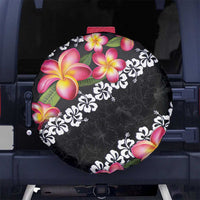 Black Polynesia Spare Tire Cover Plumeria With Hibiscus Pattern Tropical Vibes LT14 - Polynesian Pride