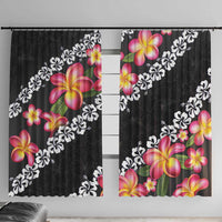 Black Polynesia Window Curtain Plumeria With Hibiscus Pattern Tropical Vibes LT14 With Hooks Black - Polynesian Pride