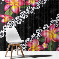 Black Polynesia Window Curtain Plumeria With Hibiscus Pattern Tropical Vibes LT14 - Polynesian Pride