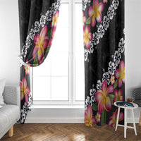 Black Polynesia Window Curtain Plumeria With Hibiscus Pattern Tropical Vibes LT14 - Polynesian Pride