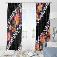 Black Polynesia Window Curtain Plumeria With Hibiscus Pattern Tropical Vibes LT14 - Polynesian Pride