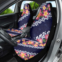 Blue Polynesia Car Seat Cover Plumeria With Hibiscus Pattern Tropical Vibes