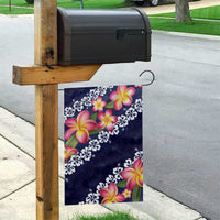 Blue Polynesia Garden Flag Plumeria With Hibiscus Pattern Tropical Vibes LT14 - Polynesian Pride