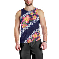 Blue Polynesia Men Tank Top Plumeria With Hibiscus Pattern Tropical Vibes LT14 - Polynesian Pride