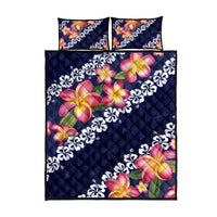 Blue Polynesia Quilt Bed Set Plumeria With Hibiscus Pattern Tropical Vibes LT14 - Polynesian Pride