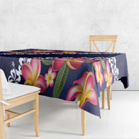 Blue Polynesia Tablecloth Plumeria With Hibiscus Pattern Tropical Vibes LT14 - Polynesian Pride