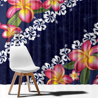 Blue Polynesia Window Curtain Plumeria With Hibiscus Pattern Tropical Vibes LT14 - Polynesian Pride