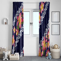 Blue Polynesia Window Curtain Plumeria With Hibiscus Pattern Tropical Vibes LT14 - Polynesian Pride