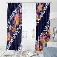 Blue Polynesia Window Curtain Plumeria With Hibiscus Pattern Tropical Vibes LT14 - Polynesian Pride