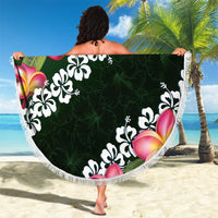 Green Polynesia Beach Blanket Plumeria With Hibiscus Pattern Tropical Vibes LT14 - Polynesian Pride