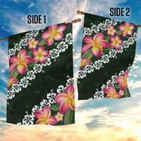 Green Polynesia Garden Flag Plumeria With Hibiscus Pattern Tropical Vibes LT14 - Polynesian Pride
