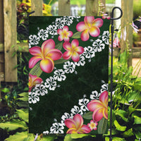 Green Polynesia Garden Flag Plumeria With Hibiscus Pattern Tropical Vibes LT14 Garden Flag Green - Polynesian Pride