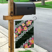 Green Polynesia Garden Flag Plumeria With Hibiscus Pattern Tropical Vibes LT14 - Polynesian Pride