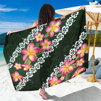 Green Polynesia Sarong Plumeria With Hibiscus Pattern Tropical Vibes