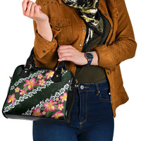 Green Polynesia Shoulder Handbag Plumeria With Hibiscus Pattern Tropical Vibes LT14 - Polynesian Pride
