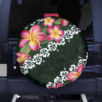 Green Polynesia Spare Tire Cover Plumeria With Hibiscus Pattern Tropical Vibes LT14 - Polynesian Pride