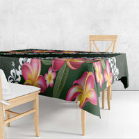 Green Polynesia Tablecloth Plumeria With Hibiscus Pattern Tropical Vibes LT14 - Polynesian Pride