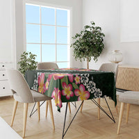 Green Polynesia Tablecloth Plumeria With Hibiscus Pattern Tropical Vibes LT14 - Polynesian Pride