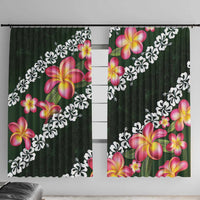 Green Polynesia Window Curtain Plumeria With Hibiscus Pattern Tropical Vibes LT14 With Hooks Green - Polynesian Pride