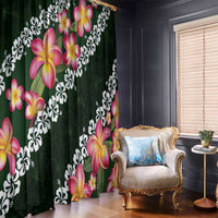 Green Polynesia Window Curtain Plumeria With Hibiscus Pattern Tropical Vibes LT14 - Polynesian Pride