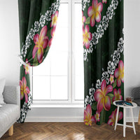 Green Polynesia Window Curtain Plumeria With Hibiscus Pattern Tropical Vibes LT14 - Polynesian Pride