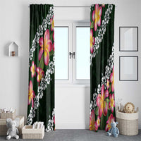 Green Polynesia Window Curtain Plumeria With Hibiscus Pattern Tropical Vibes LT14 - Polynesian Pride