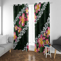 Green Polynesia Window Curtain Plumeria With Hibiscus Pattern Tropical Vibes LT14 With Grommets Green - Polynesian Pride