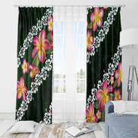 Green Polynesia Window Curtain Plumeria With Hibiscus Pattern Tropical Vibes LT14 - Polynesian Pride