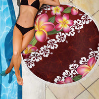 Oxblood Polynesia Beach Blanket Plumeria With Hibiscus Pattern Tropical Vibes LT14 - Polynesian Pride