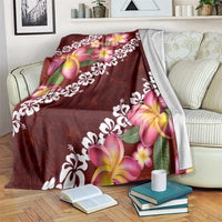 Oxblood Polynesia Blanket Plumeria With Hibiscus Pattern Tropical Vibes LT14 Oxblood - Polynesian Pride