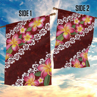 Oxblood Polynesia Garden Flag Plumeria With Hibiscus Pattern Tropical Vibes LT14 - Polynesian Pride