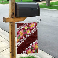 Oxblood Polynesia Garden Flag Plumeria With Hibiscus Pattern Tropical Vibes LT14 - Polynesian Pride